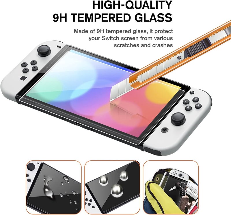 KCT Tempered Glass Screen Protector Compatible with Nintendo Switch OLED Model 2021, EZ Kit, Automatic Alignment - 2 Pack - Image 4
